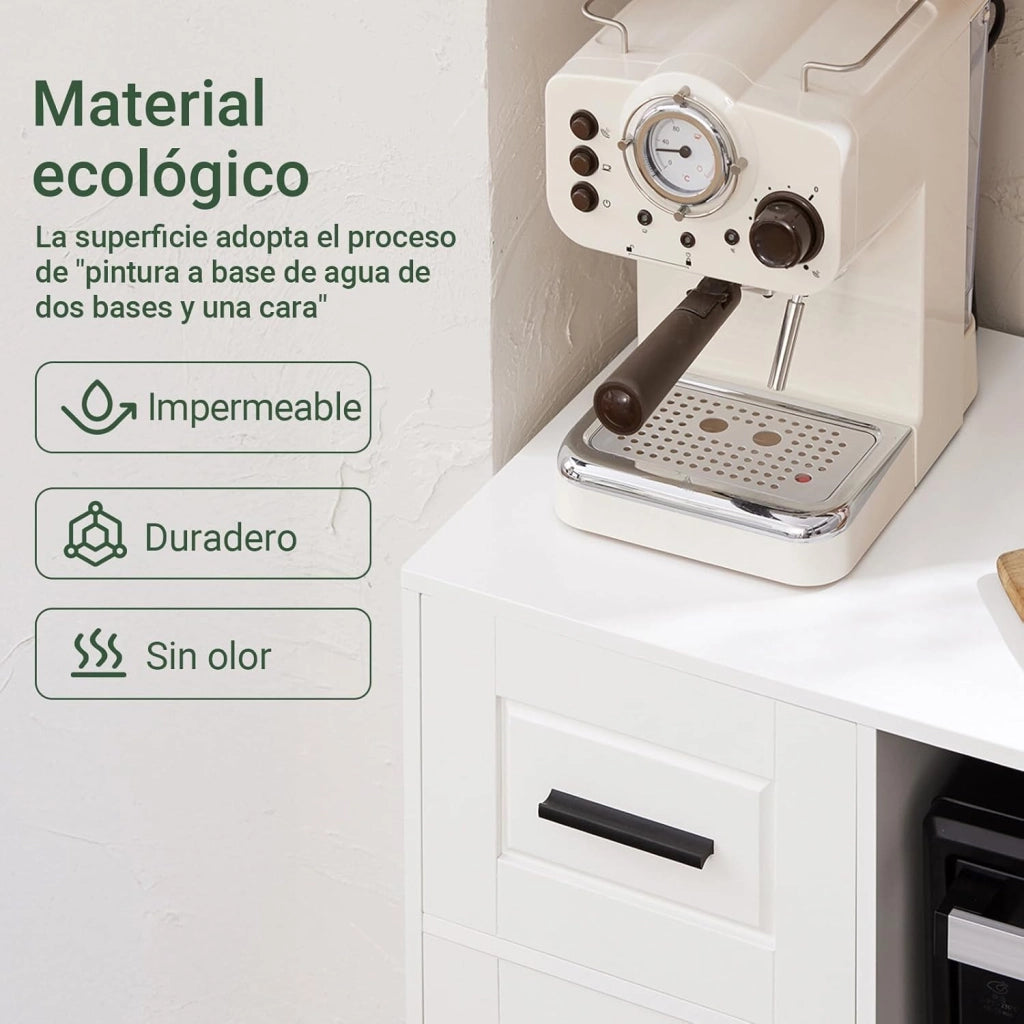 Carrello da Cucina, Isola Cucina con Ruote, Mobili da Cucina, Supporto per Microonde, Carrello Mobile per Sala da Pranzo e Ufficio 88,5 x 40 x 89 cm Bianco FSB78-W