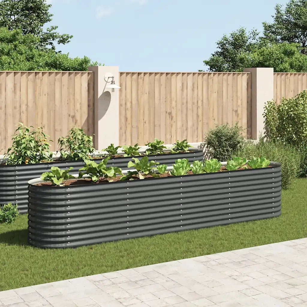 Letto Rialzato Giardino 400x80x81 cm in Acciaio Zincato Grigio