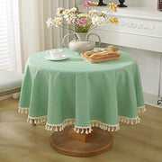 Tavolo coperto circolare, copertura tavolo liscio, copertura tavolo con pennelli, copertura tavolo di cotone, multifunzionale, per interni ed esterni (verde, diametro 120 cm)