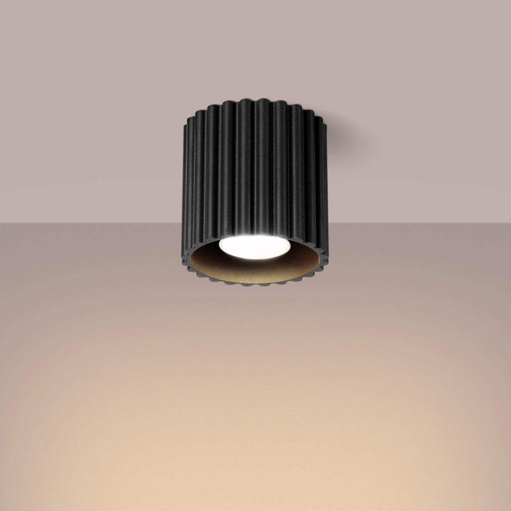 Spot soffitto rigato tondo nero 10cm GU10 VISTAO PureLume