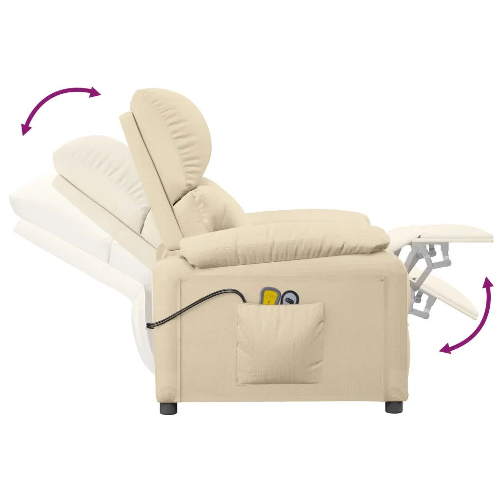 Poltrona Massaggiante | Sedia Relax Elettrica Crema in Tessuto