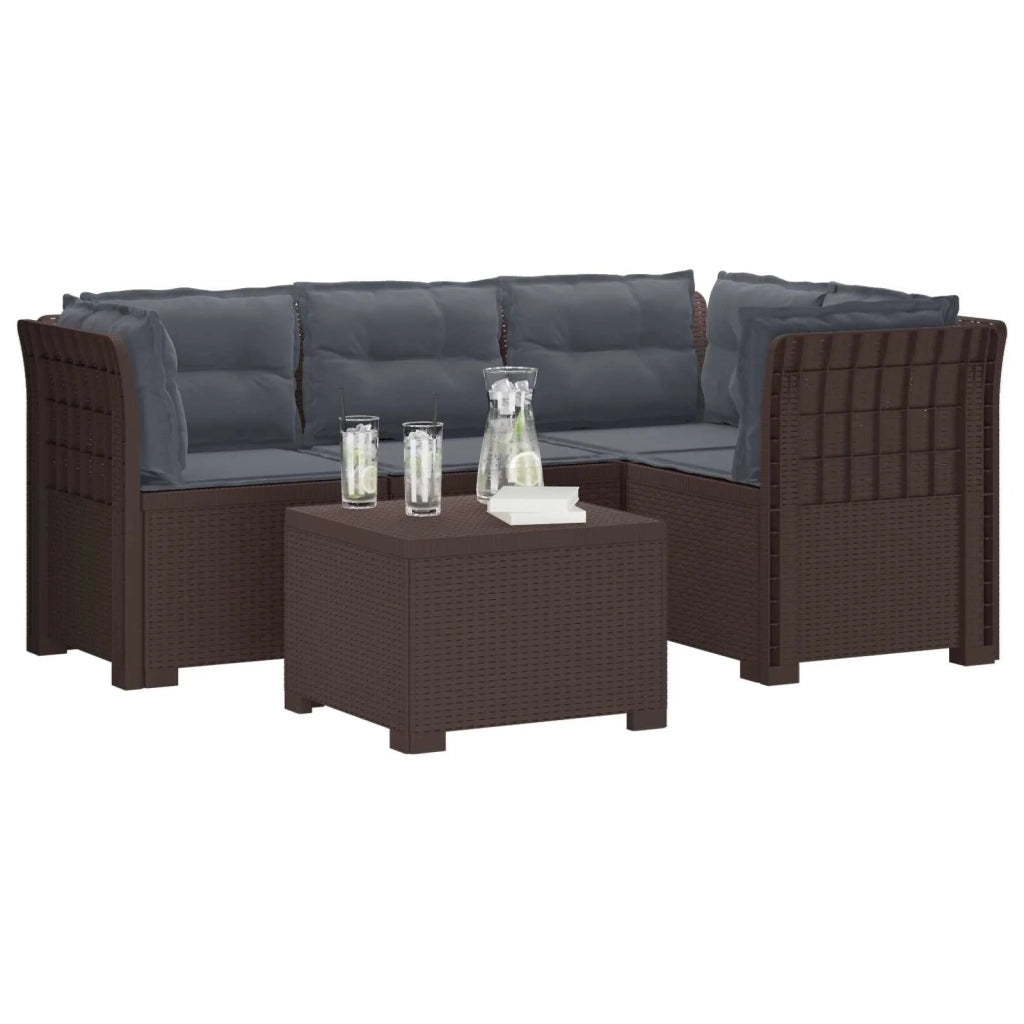 Divano da giardino 4 posti con cuscini aspetto rattan PP 3444021