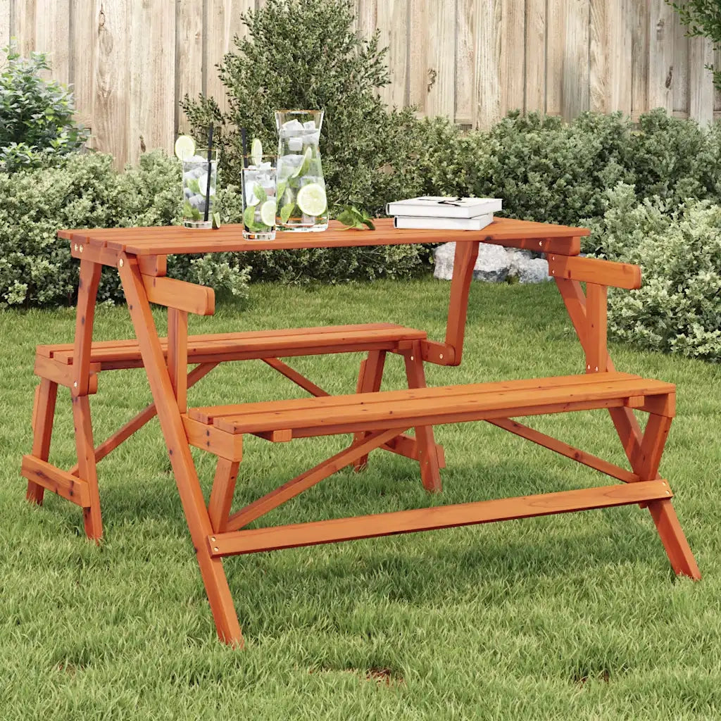 Tavolo da Picnic con Panche in Legno Abete 2-in-1 Convertibile 4008992