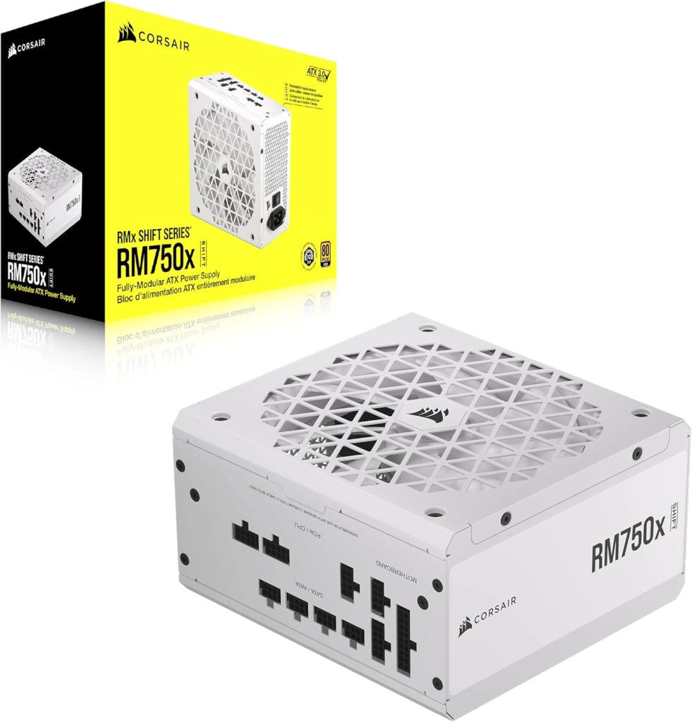 RM750x SHIFT Alimentatore ATX Interamente Modulare - Interfaccia Laterale - Compatibilità con ATX 3.1 e PCIe 5.1 - Efficienza 80 PLUS Gold - Bianco