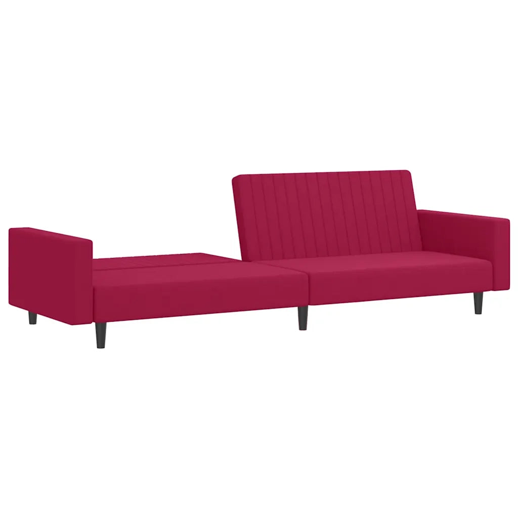 Divano Letto a 2 Posti Rosso Vino in Velluto 375942
