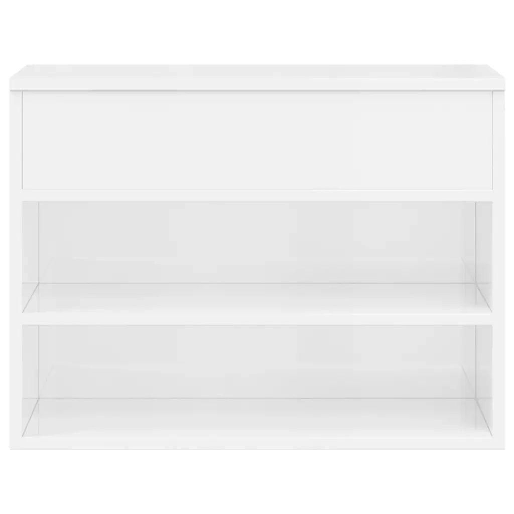 Scarpiera con Panchina Bianco Lucido 60x30x45 cm in Truciolato 808744