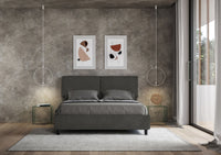 Letto Matrimoniale 160x190 cm con Rete e Contenitore con Testata e Alzata Comoda Imbottito in Microfibra Sleeper Grigio