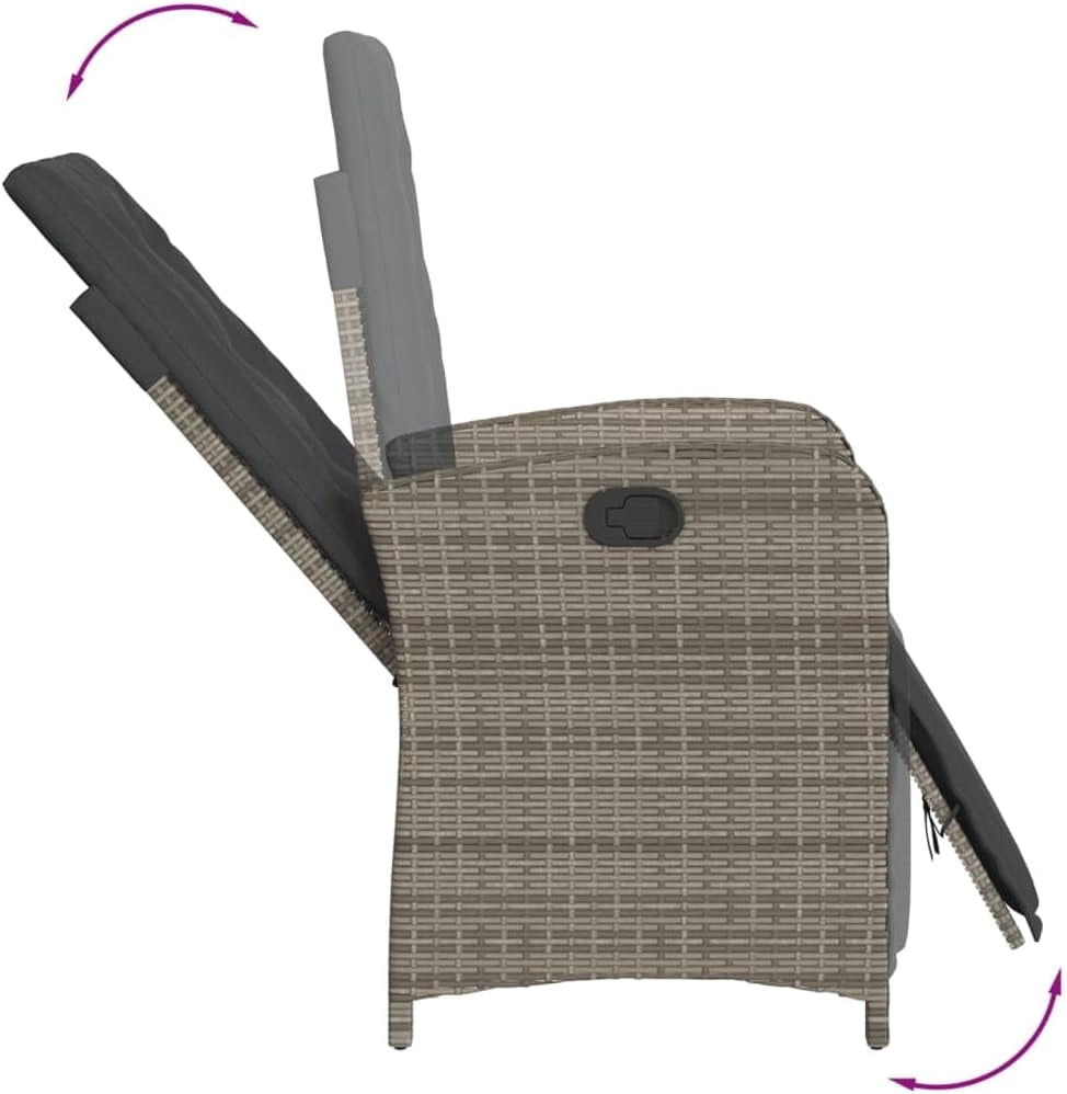 Sedie e tavolino da giardino con cuscini 3 pezzi rattan PE grigio, set giardino, set terrazza, mobili da giardino esterno - 3212462