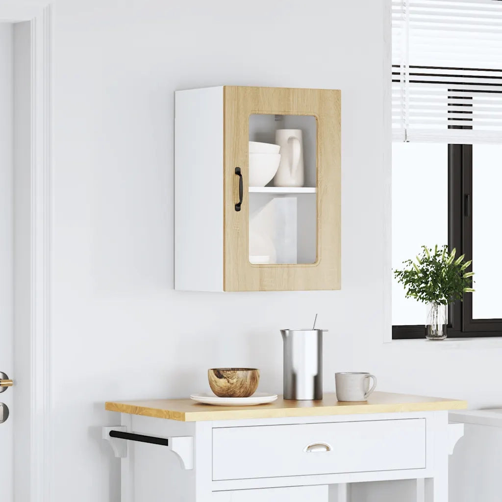 Pensile da Cucina | Mobile da Cucina con Porta in Vetro Kalmar Rovere Sonoma