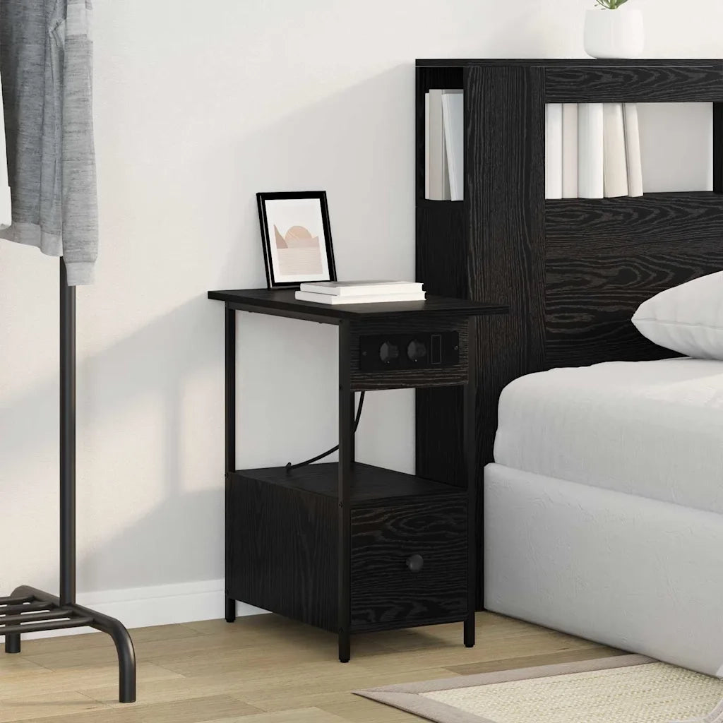 Armadio da Notte Rovere Nero 60 x 30 x 61 cm Legno multistrato 859595