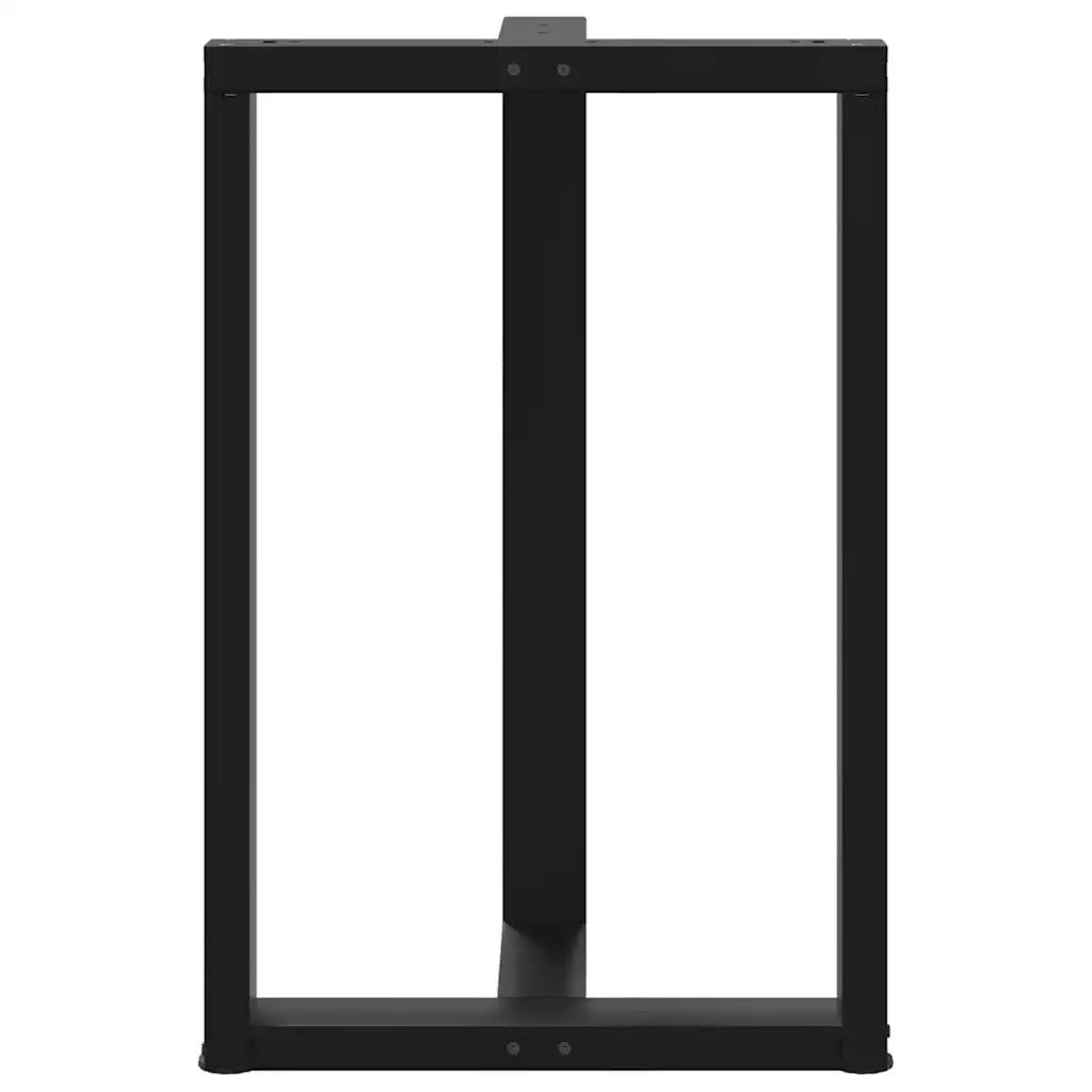 Gambe per tavolo da bar a forma di T 2 pz nere 60x35x(90-91) cm in acciaio