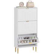 Scarpiera Slim per 18 Paia di Scarpe 60x24x128 cm con 3 Cassetti a Ribalta in MDF Bianco