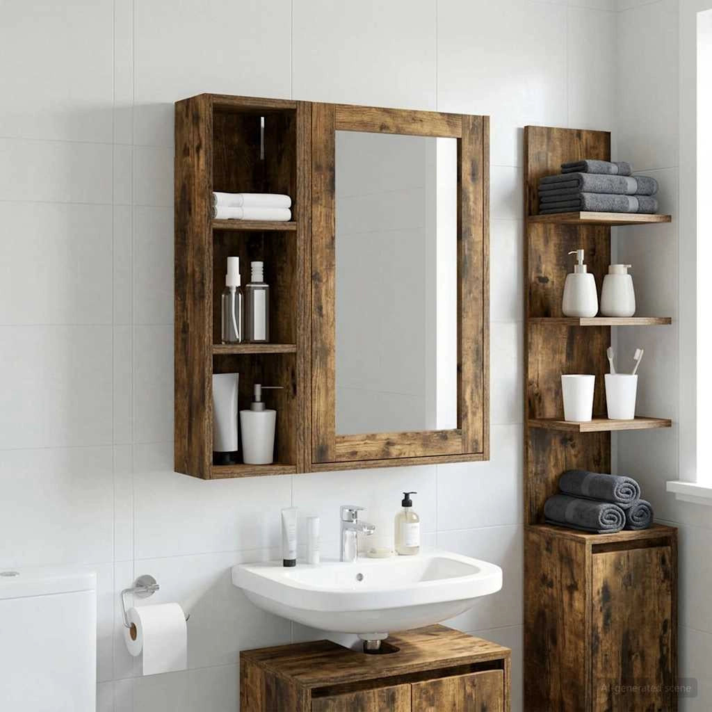 Armadio da bagno a muro Quercia Affumicata 20 x 14 x 70 cm 889299