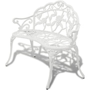 Panca da giardino mobili da esterno per patio terrazza 100 x 54 x 80 cm alluminio pressofuso bianco 02_0011141
