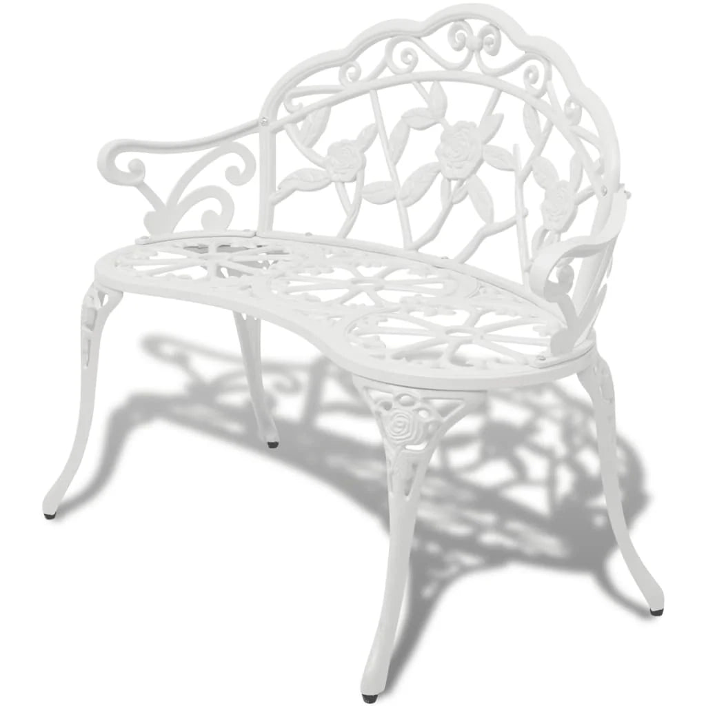 Panca da giardino mobili da esterno per patio terrazza 100 x 54 x 80 cm alluminio pressofuso bianco 02_0011141