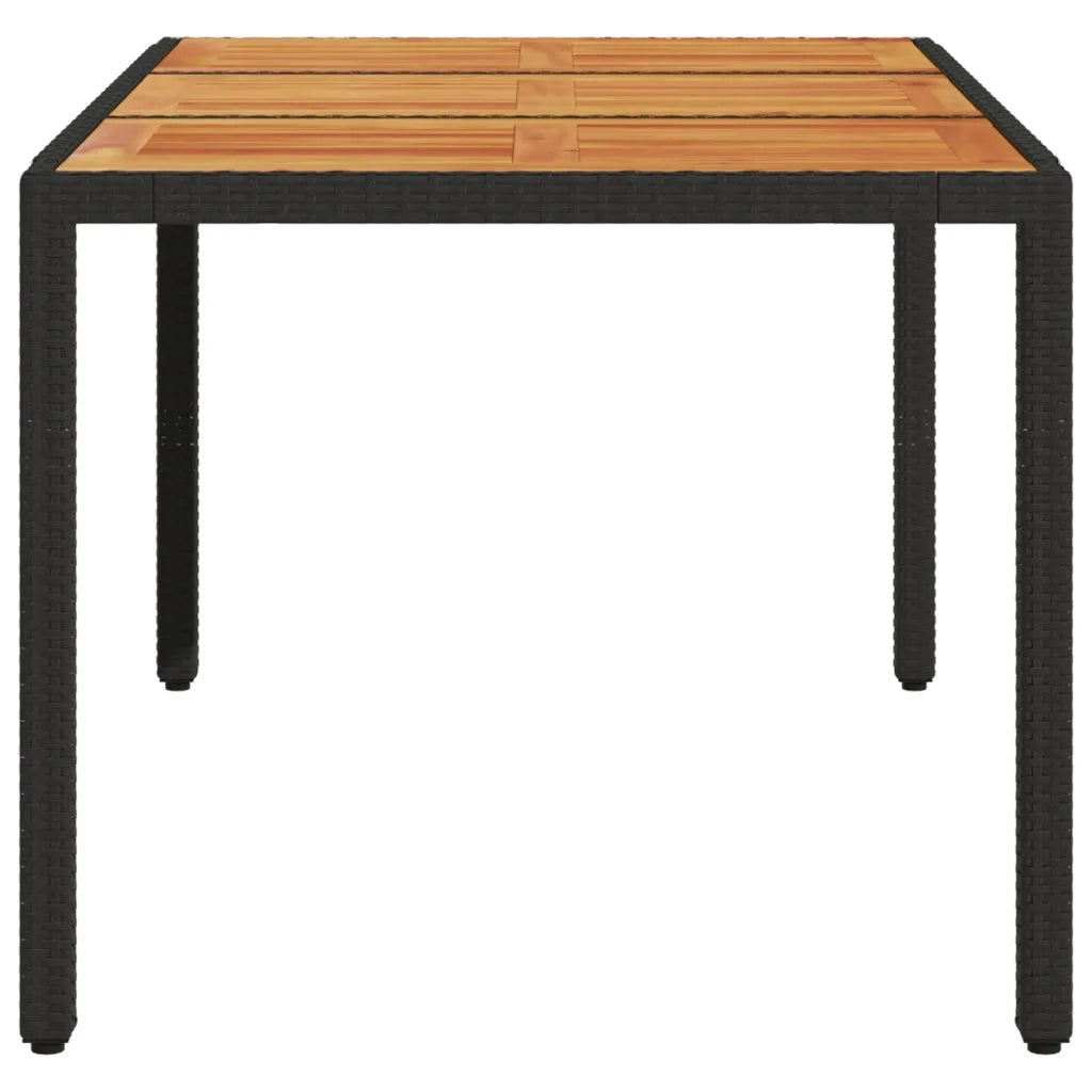 Tavolo Giardino Piano Legno Acacia Nero 150x90x75 cm Polyrattan 365535
