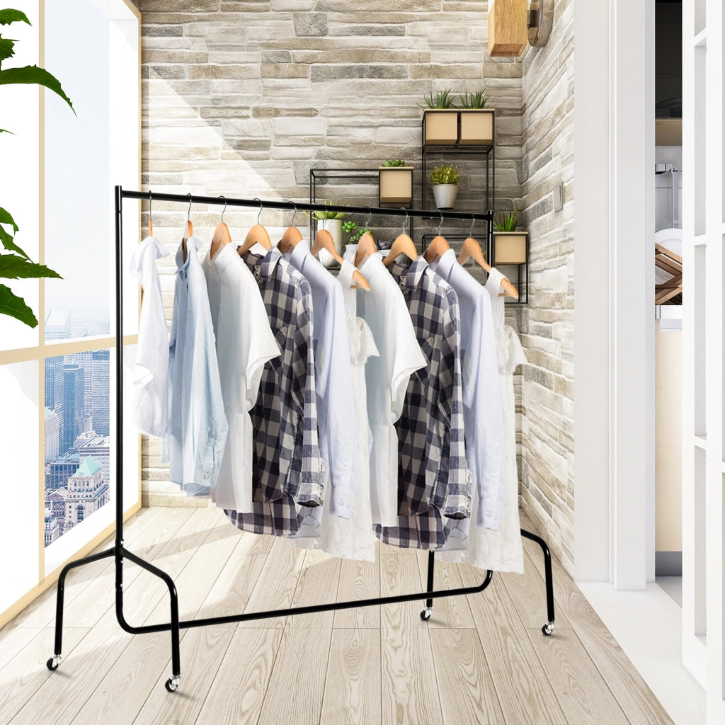 Appendiabiti Attaccapanni in Metallo con Rotelle ¨C zephmum ¨C Nero, 150x60x170cm