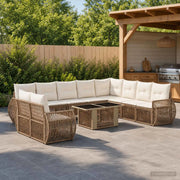 Set Divano da Giardino 11 pz Beige e Bianco Crema polyrattan 3436968