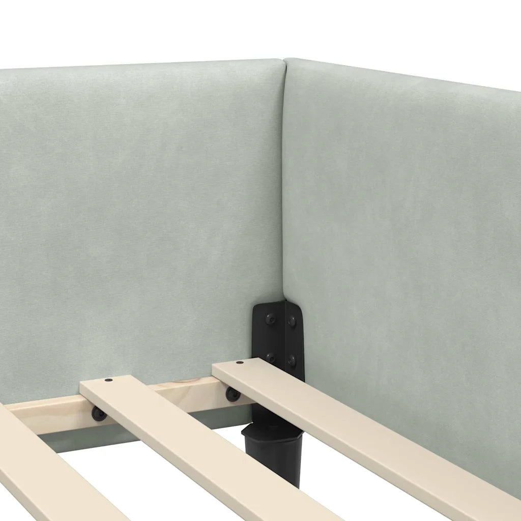 vidaXL Struttura del letto ad angolo Grigio chiaro 90 x 190 cm
