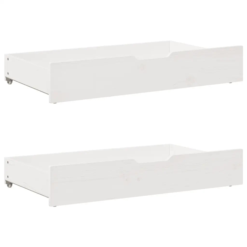 Dormeuse con Cassetti Bianca 80x200 cm Legno Massello di Pino