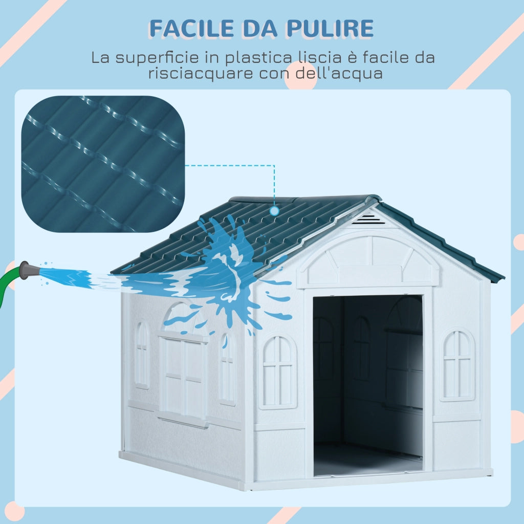 Cuccia per Cani di Taglia Media e Piccola max 20kg in PP Impermeabile, 65x75.7x63 cm, Blu