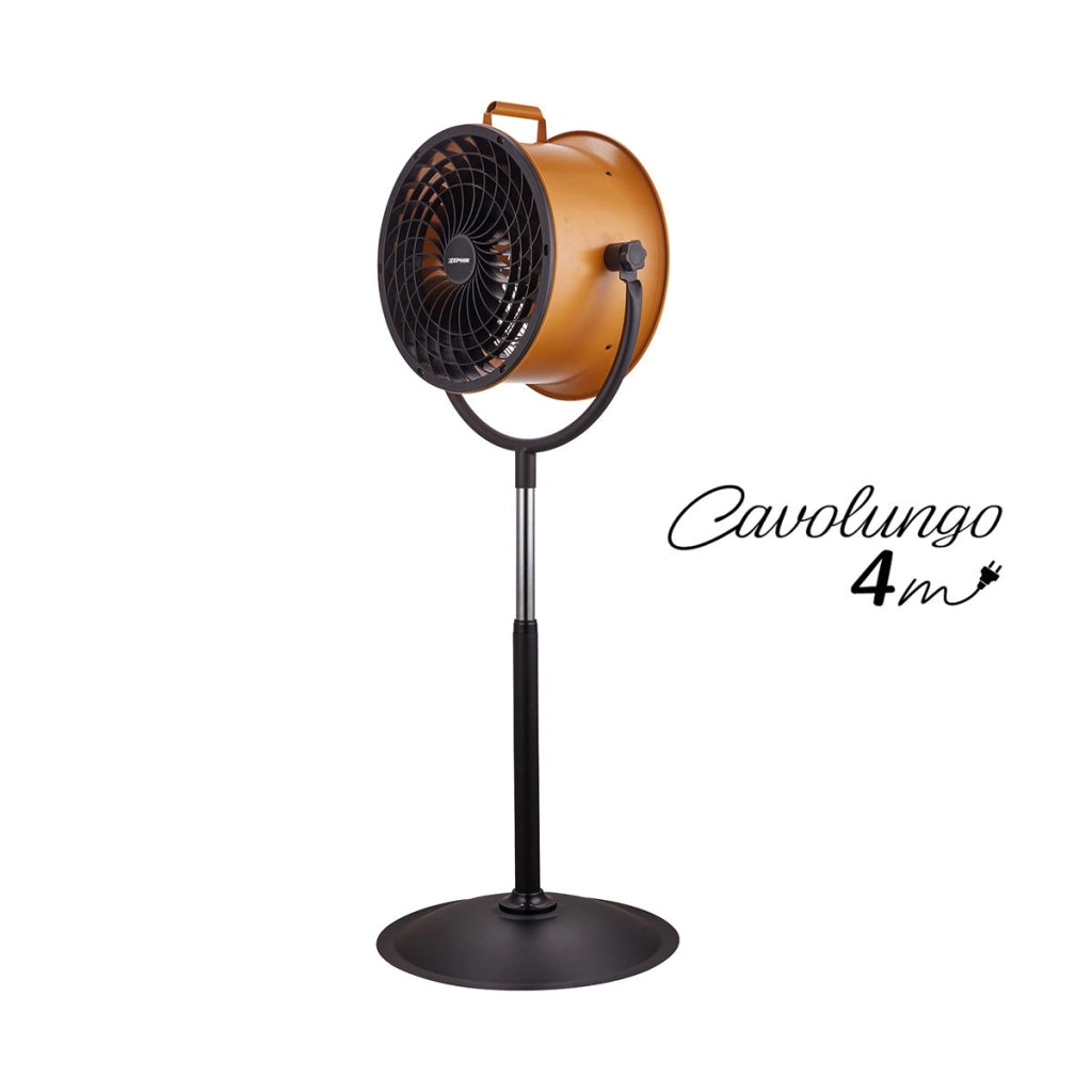 Ventilatore a piantana tubolare in metallo Zephir ZDM35P ad alta efficenza diametro 35 cm arancio nero