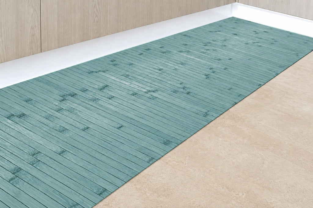 Tappeto Passatoia In Vero Bamboo Tappeto Cucina Ingresso In Legno Antiscivolo Aderente Lavabile E Antimacchia Tagliabile  Acqua - 50x200 cm
