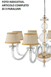 LAMPADARIO BACH 3 LUCI CRISTALLO E FINITURA ORO ATTACCO E14 CON PARALUMI