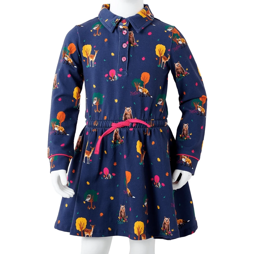 Abito Bambina Maniche Lunghe e Coulisse Blu Marino 104 CFW9850613
