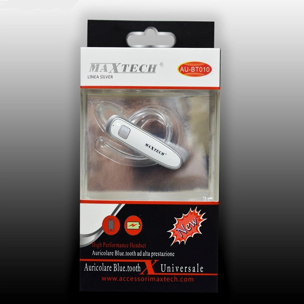 Trade Shop - Auricolare Bluetooth Maxtech Au-bt010 Universale Cuffia Per Smartphone Versione 4.2 -