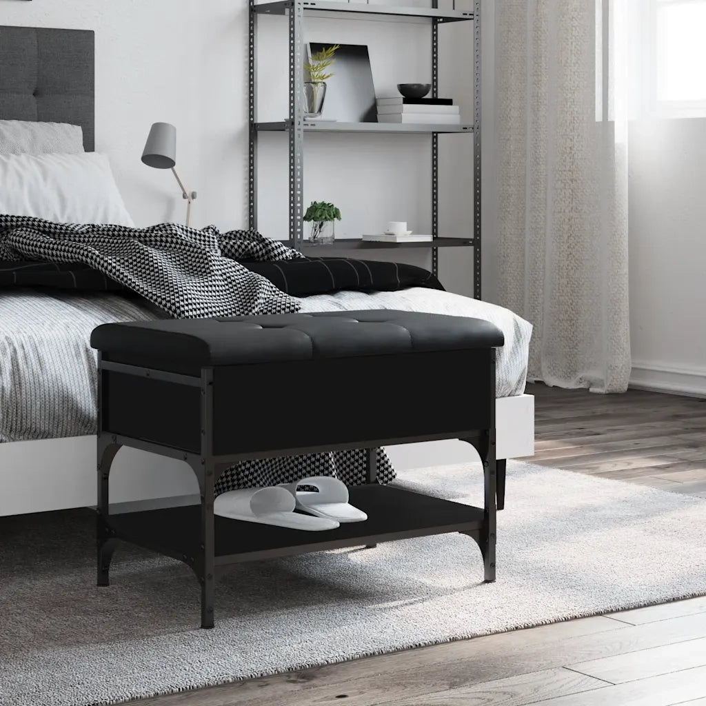 Panca Porta Scarpe Nera 62x42x45 cm in Legno Multistratocod mxl 133636