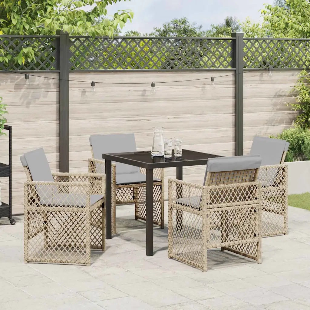 Set da Pranzo per Giardino 5 pcs Beige polyrattan 3380641