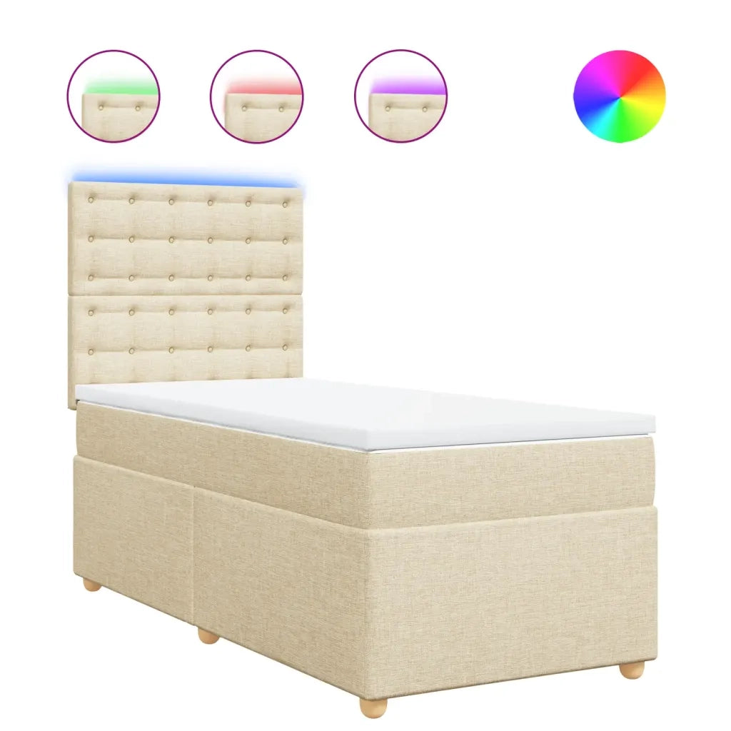 Giroletto a Molle con Materasso Crema 90x190 cm in Tessuto