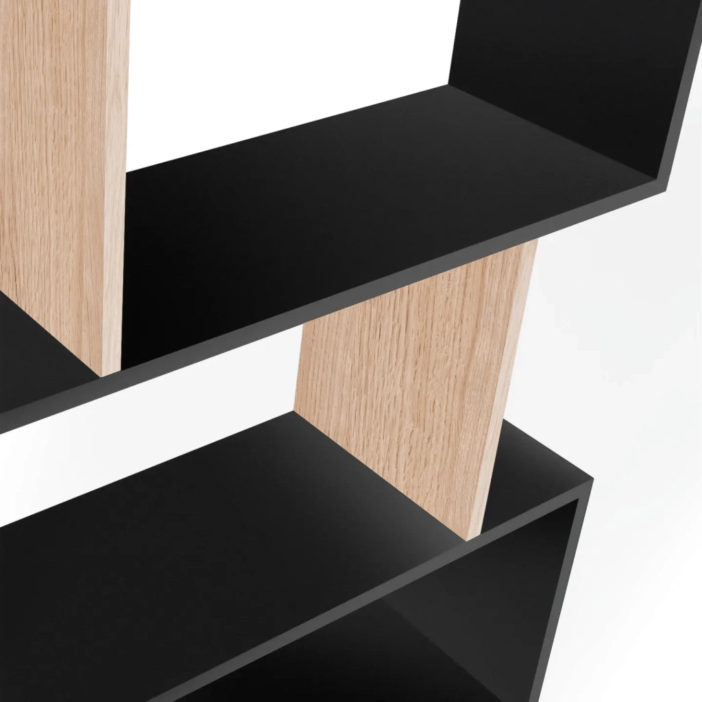 IDMarket - Estantería en forma de S SOFIA en madera efecto haya y negro 189 cm