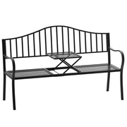Panchina da Giardino con Tavolino Estensibile 2 Posti ¨C zephmum ¨C Nero Metallo