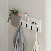 Mensola Appendiabiti da Parete 74x15,7x26 cm Attaccapanni Bianco e Beige Chiaro