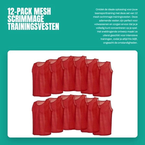 Set di maglie da allenamento 12 pezzi - Maglie da calcio - Ademend - Maglie da gara sneldrogend - Disegno a rete - Modelli separati - Maglie sportive comode e ventilate