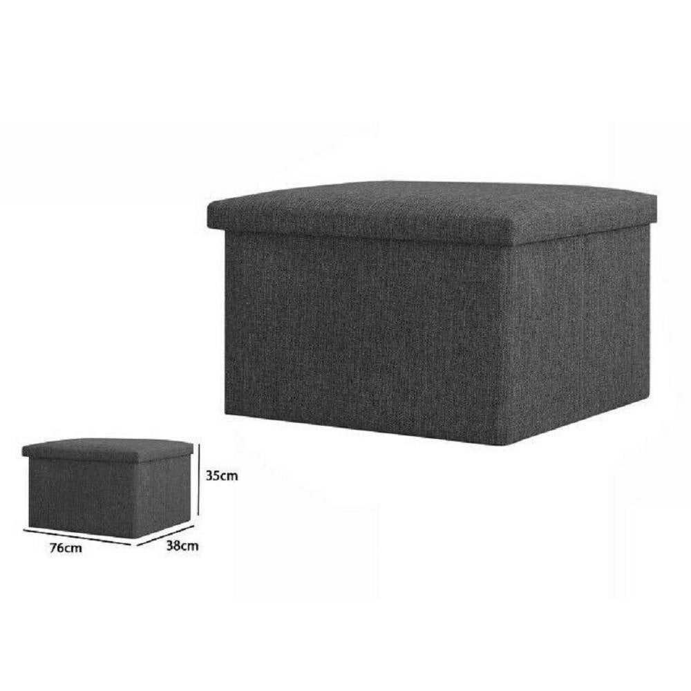 Trade Shop - Pouff Puff Pouf Contenitore Imbottito Con Seduta In Tessuto 76 X 38 X 35cm 69588 -