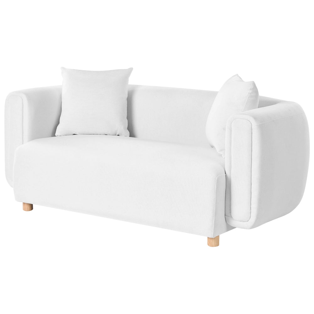 Divano a 2 posti in tessuto Bianco Gambe in legno di gomma Tessuto intrecciato Moderno
