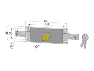 SERRATURA SERRANDA CENTRALE CILINDRO FISSO TONDO 2260  (2260XZB4508XX2)    SECUREMME