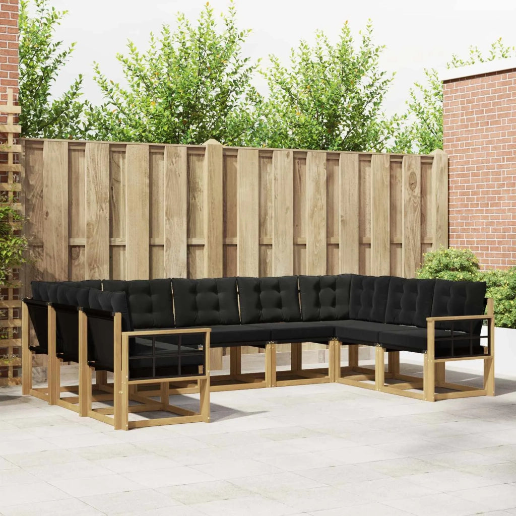 Set di divani da esterno con cuscino 9 pcs Bianco e Nero