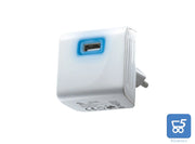 Caricabatterie Alimentatore da Parete con Porta USB 2,1A 5 VDC 2100mA per Smartphone iPhone Tablet colore bianco con Led