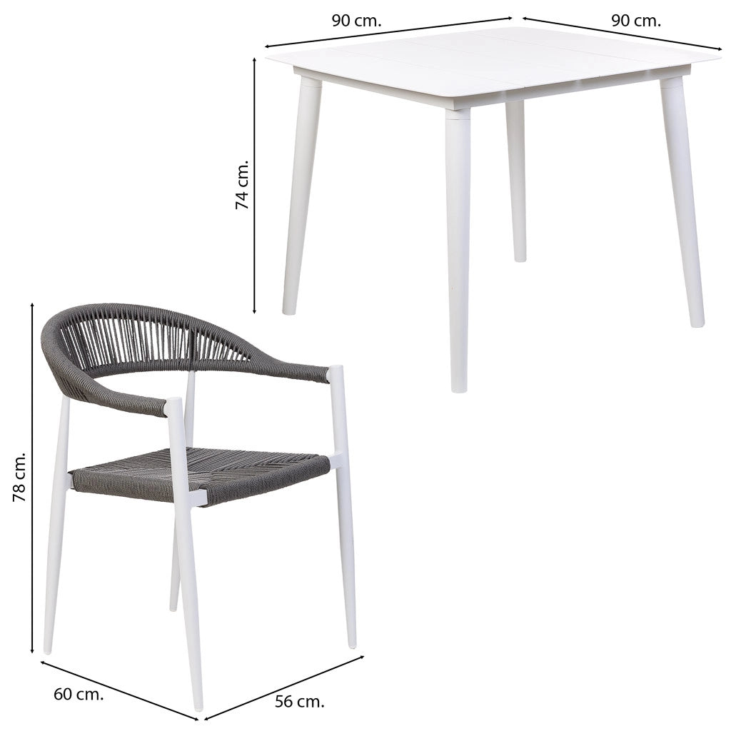 Set tavolo e 4 sedie multicolore, tavolo: 90x90x74.sedia(4): 56x60x78