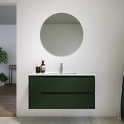 Mobile bagno sospeso 80 cm due cassetti verde foresta opaco con lavabo | Ardenne