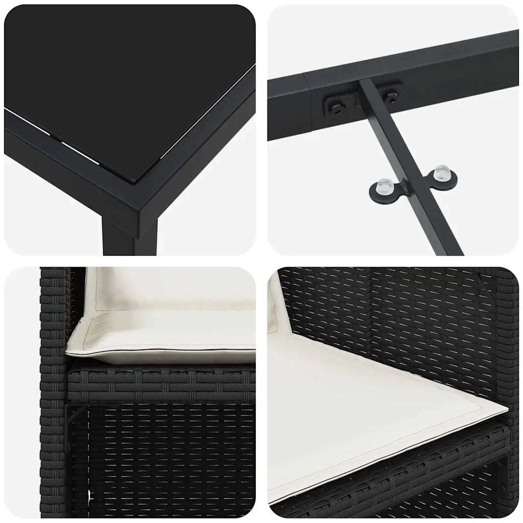 Set da Pranzo per Giardino con cuscino 9 pcs Nero polyrattan 3379943