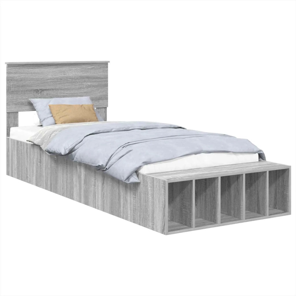 Struttura del letto con lo scaffale Grigio Sonoma 100 x 200 cm 3408401