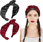 Accessori per capelli Rockabilly per donne - Fascia capellina rossa con punti, fascie per capelli vintage, fascia elastica per feste e uso quotidiano