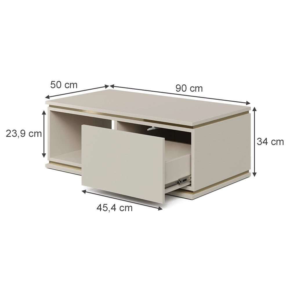 Vicco Tavolino Cachemire 90 x 50 cm con cassetto
