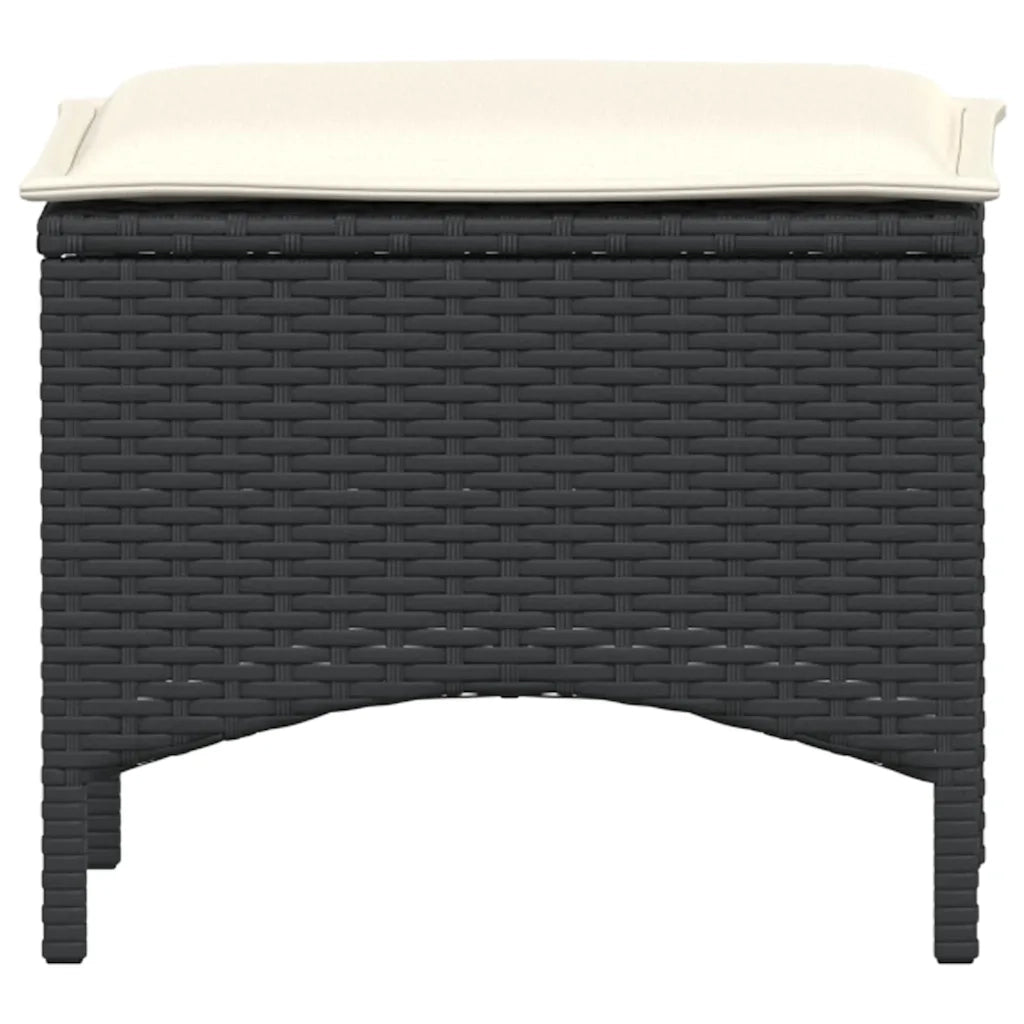 Set da Pranzo da Giardino 3 pz | Set Salotto da Giardino con Cuscini Nero in Polyrattan