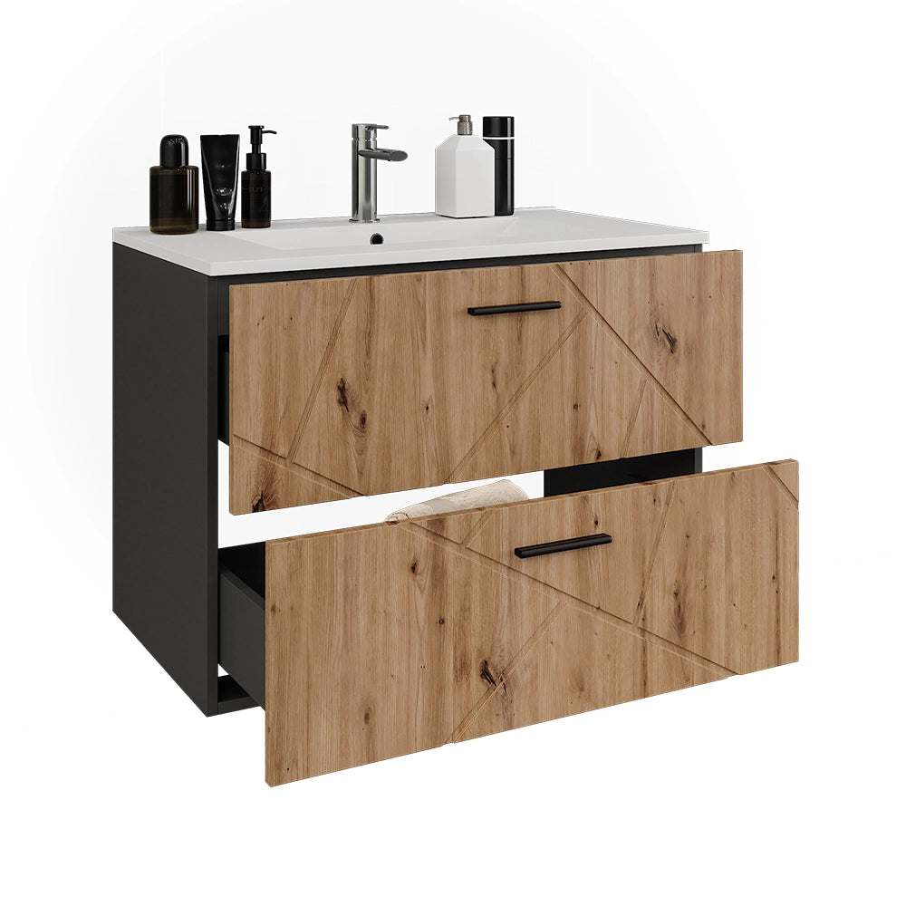 Vicco Set di mobili da bagno Antracite/Artisan 2 parti